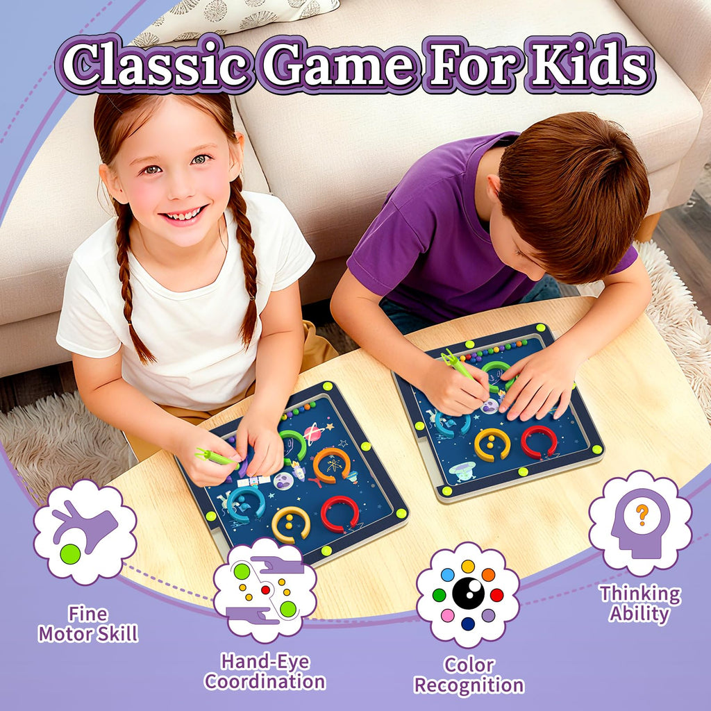 LOVELAND Magnetic Maze Toy Level 1 – Montessori Wooden Color & Number Maze for Toddlers 1-3