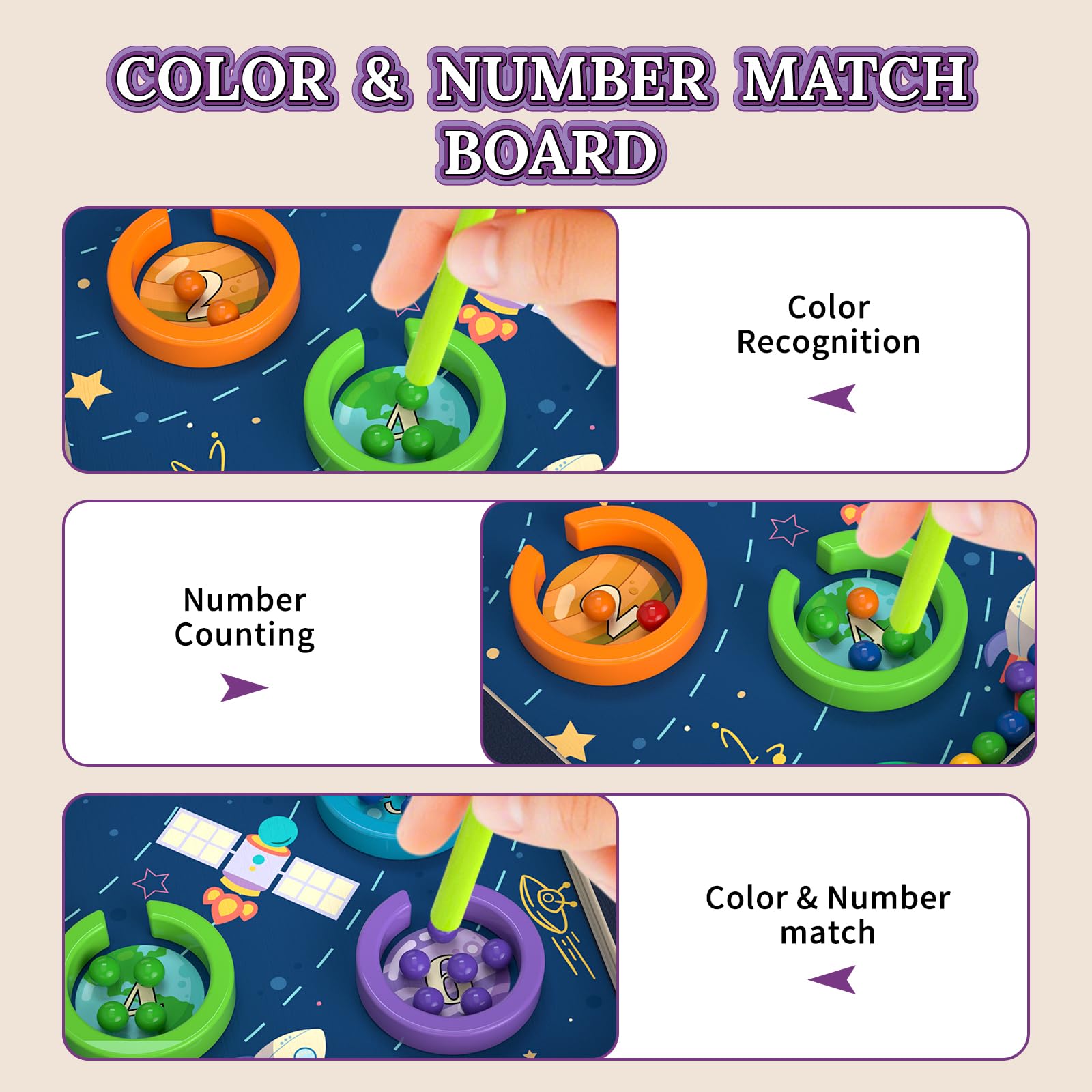 LOVELAND Magnetic Maze Toy Level 1 – Montessori Wooden Color & Number Maze for Toddlers 1-3