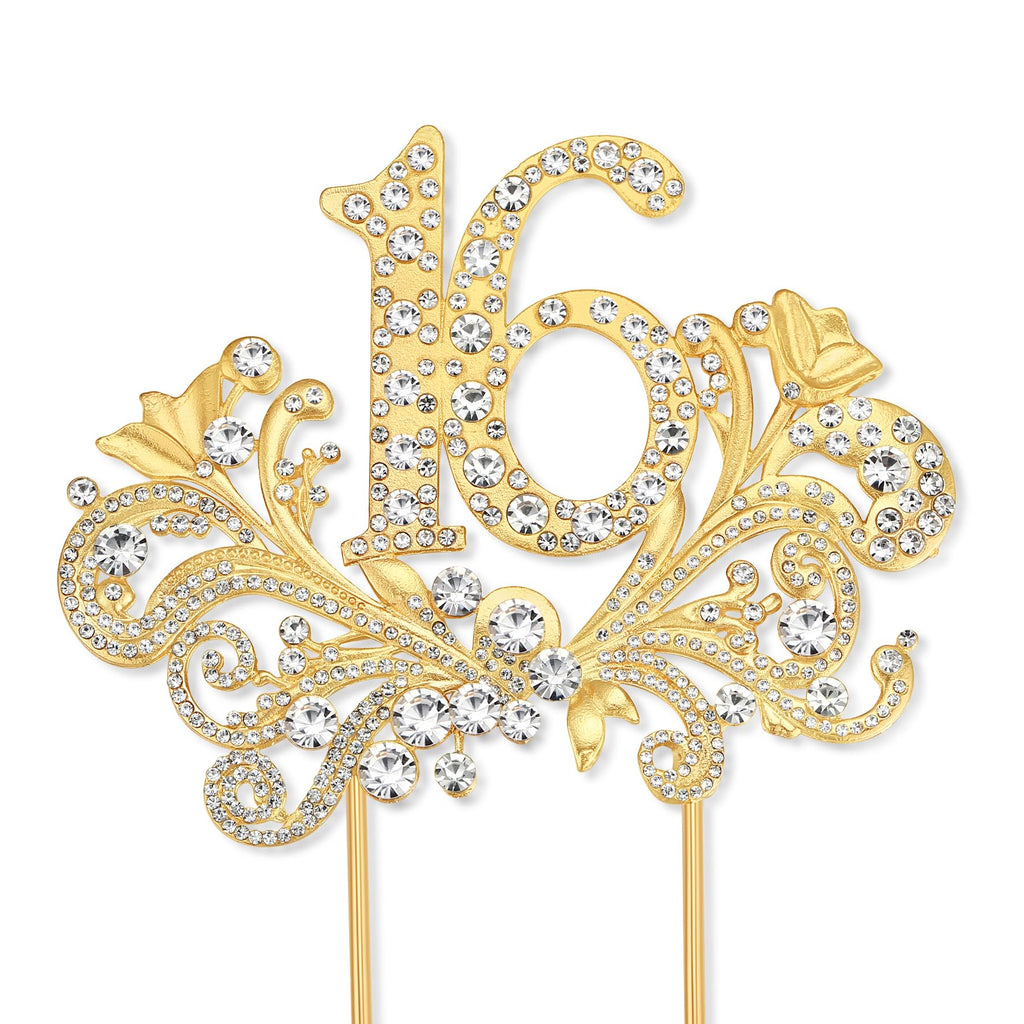 Lovelyshop Gold Wings Cake Topper with Crystals – Sweet 16 Decoration