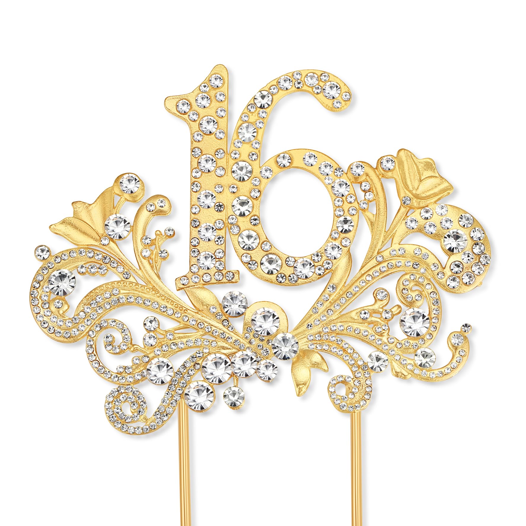 Lovelyshop Gold Wings Cake Topper with Crystals – Sweet 16 Decoration