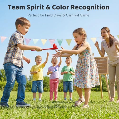 LovesTown 12-Piece Wooden Egg and Spoon Race Game for Parties and Outdoor Fun