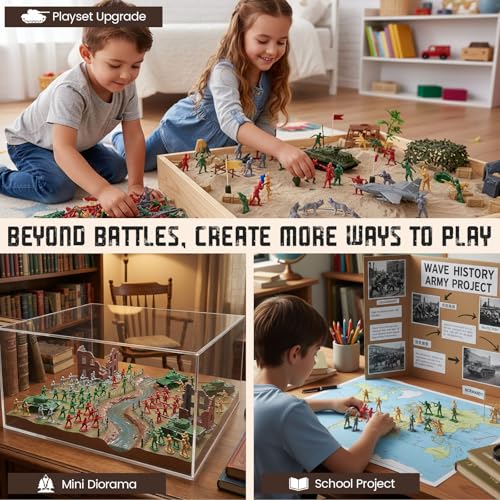 LovesTown 120PCS Army Men Set – 4 Colors Toy Soldiers for Battles, Dioramas & Party Games