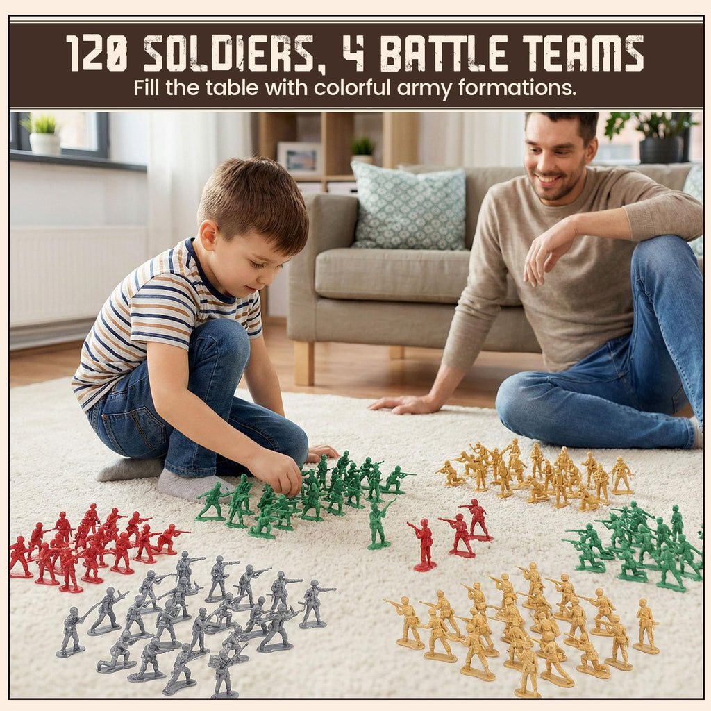 LovesTown 120PCS Army Men Set – 4 Colors Toy Soldiers for Battles, Dioramas & Party Games