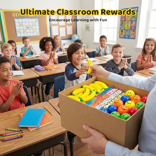 LovesTown 15 Pack Banana Stress Toys - Mini Fidget Squeeze Toys for Kids Party Favors, Classroom Prizes, Stocking Stuffers