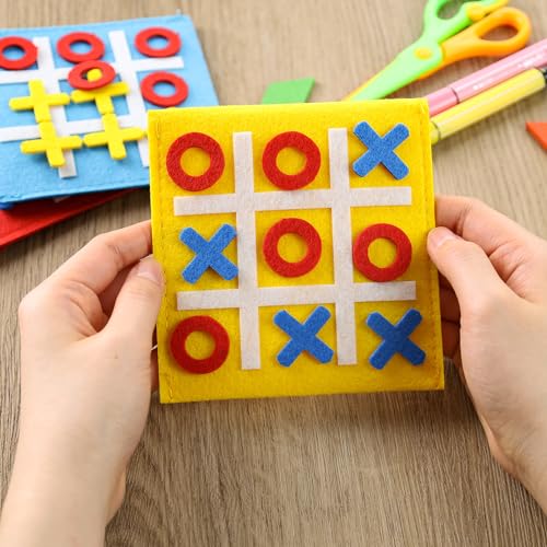 LovesTown 15-Pack Mini Felt Tic Tac Toe Game - Portable Travel Board Game for Kids Parties and Classroom