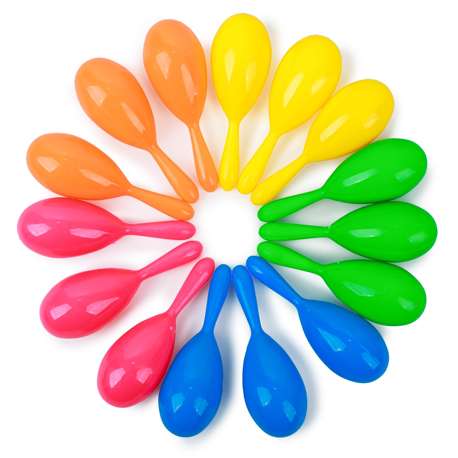 LovesTown 15-Pack Neon Mini Maracas – Plastic Shakers for Kids’ Parties and Musical Play