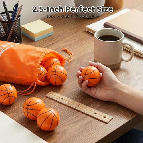 LovesTown 20 Pack Mini Basketball Stress Balls – 2.5 Inch Foam Squeeze Toys for Kids and Adults