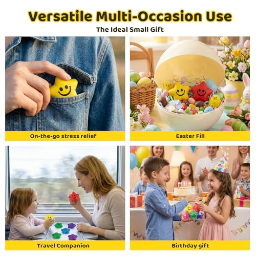 LovesTown 20 Pack Star Stress Balls – 2-Inch Foam Squeeze Toys for Kids, Classroom Prizes, Sensory Fidget