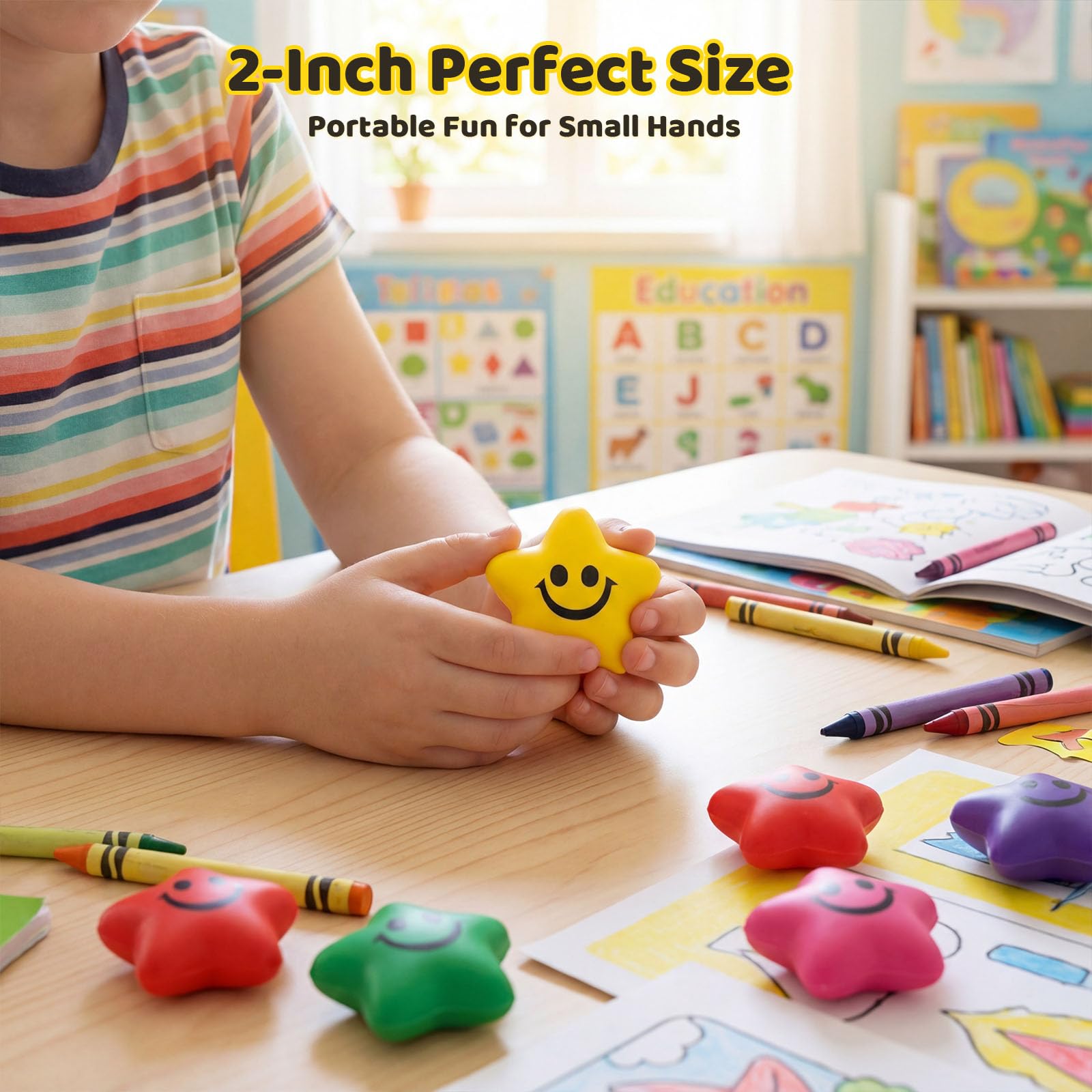 LovesTown 20 Pack Star Stress Balls – 2-Inch Foam Squeeze Toys for Kids, Classroom Prizes, Sensory Fidget