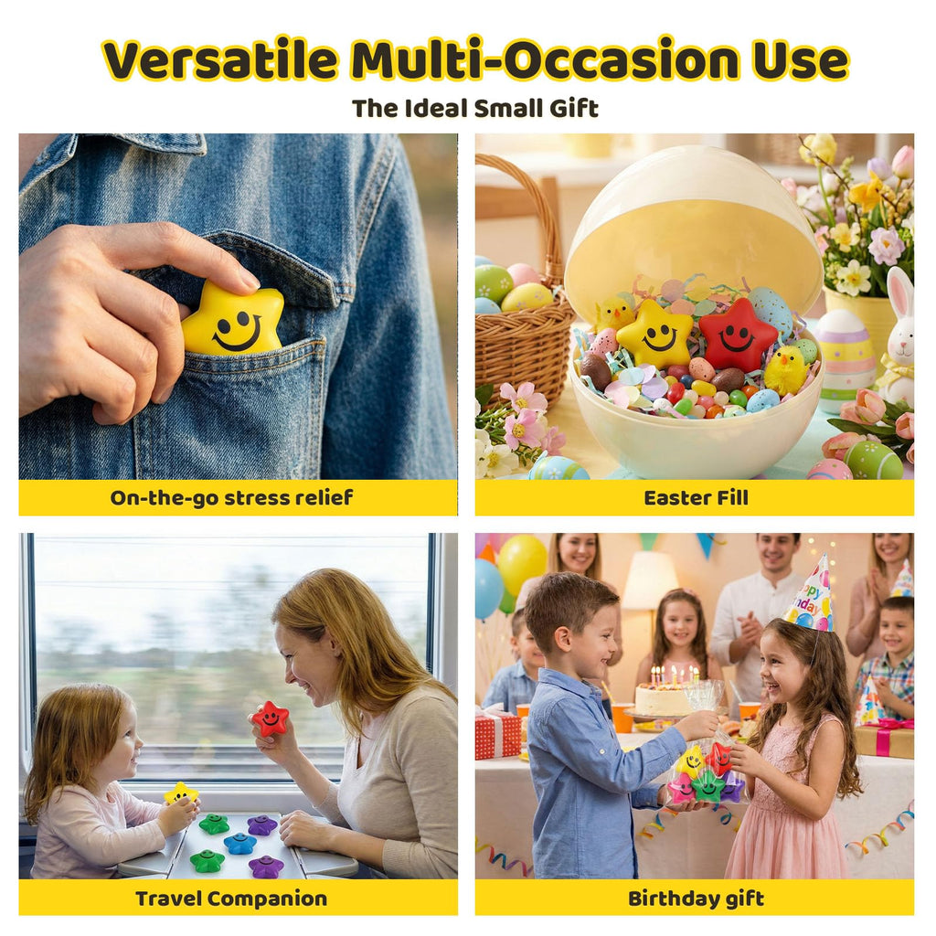 LovesTown 20 Pack Star Stress Balls – 2-Inch Foam Squeeze Toys for Kids, Classroom Prizes, Sensory Fidget
