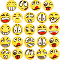 LovesTown 24-Pack Funny Face Stress Balls – 2.5 Inch Yellow Foam Squeeze Toys for Kids & Adults, Bulk Party Favors, Classroom Prizes