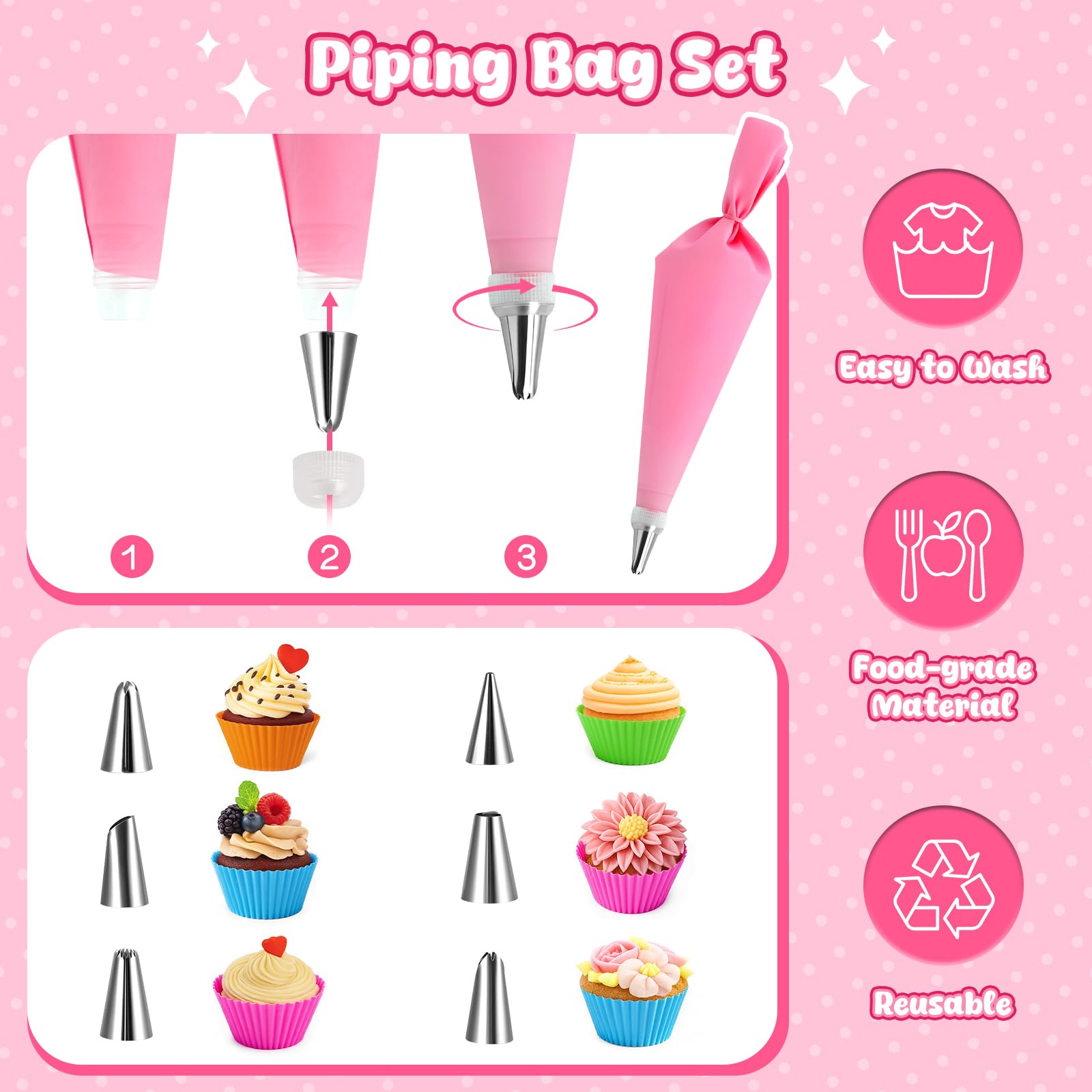 LovesTown 32-Piece Kids Baking Set with Pink Apron & Chef Hat – Pretend Play Kitchen Toys for Girls