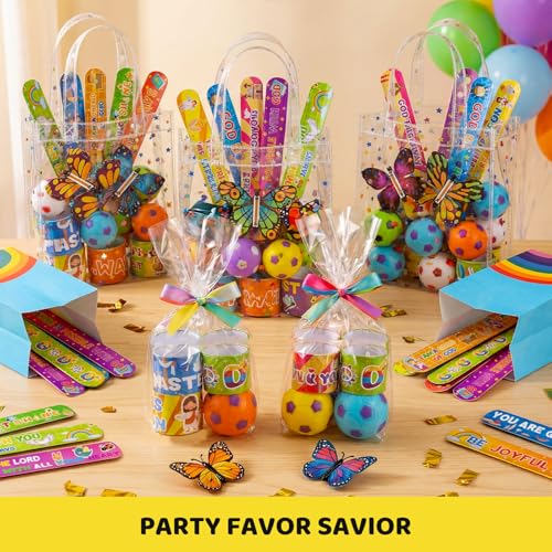 LovesTown 48 Christian Snap Bracelets Bulk Set for Kids - Bible Verse Slap Wristbands for Sunday School Prizes