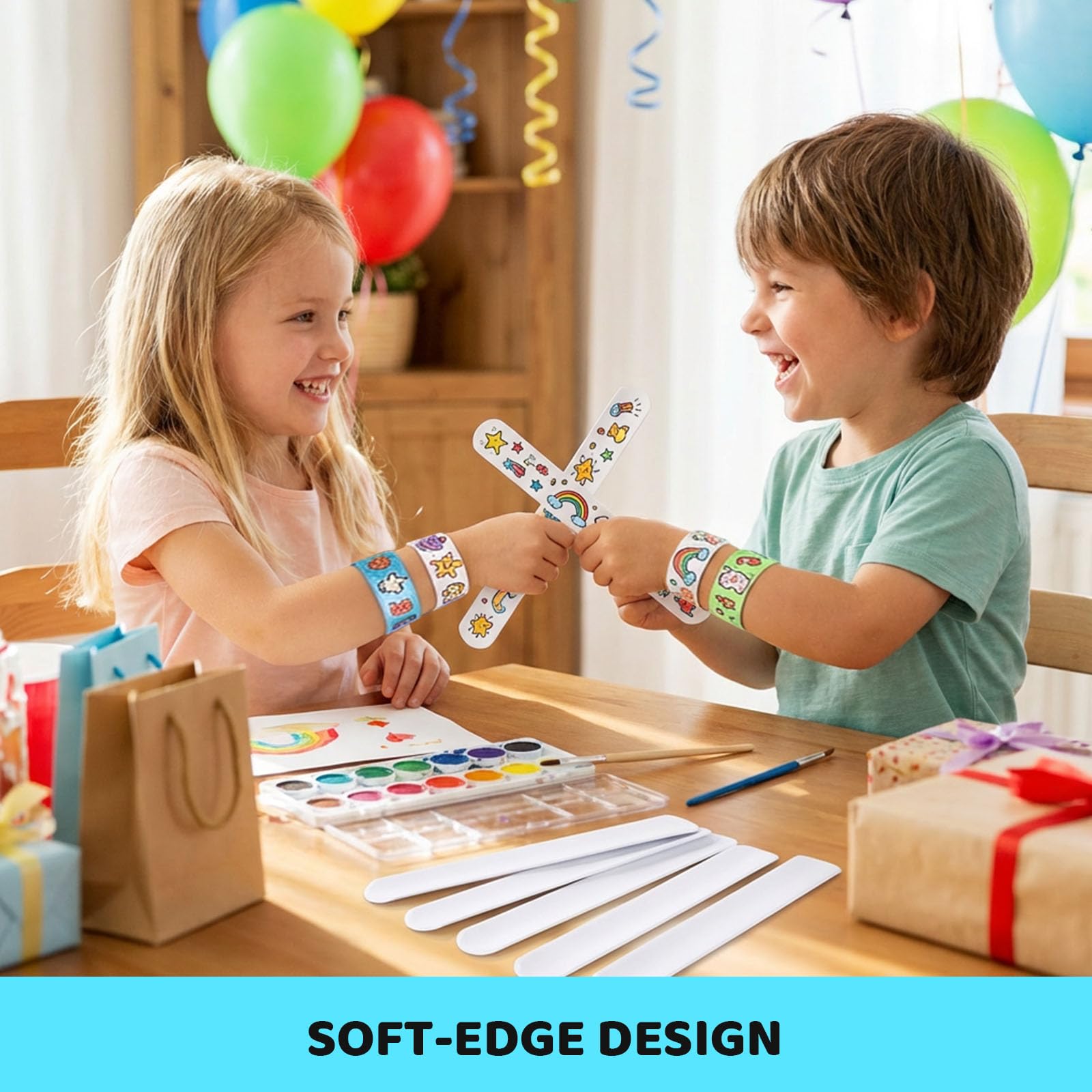 LovesTown 48-Pack White Slap Bracelets for DIY Crafts, Party Favors, and Classroom Prizes