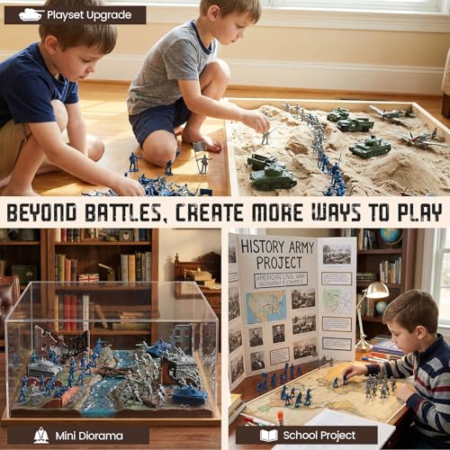 LovesTown 80-Piece Blue and Gray Civil War Army Men Set - Plastic Toy Soldiers for Dioramas, School Projects, and Battles