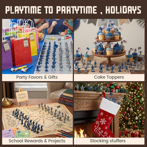 LovesTown 80-Piece Blue and Gray Civil War Army Men Set - Plastic Toy Soldiers for Dioramas, School Projects, and Battles