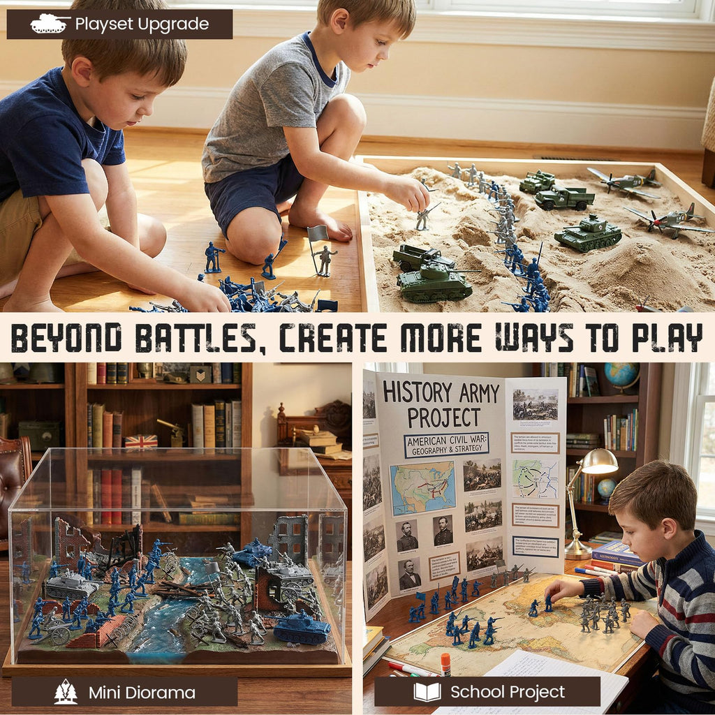LovesTown 80-Piece Blue and Gray Civil War Army Men Set - Plastic Toy Soldiers for Dioramas, School Projects, and Battles