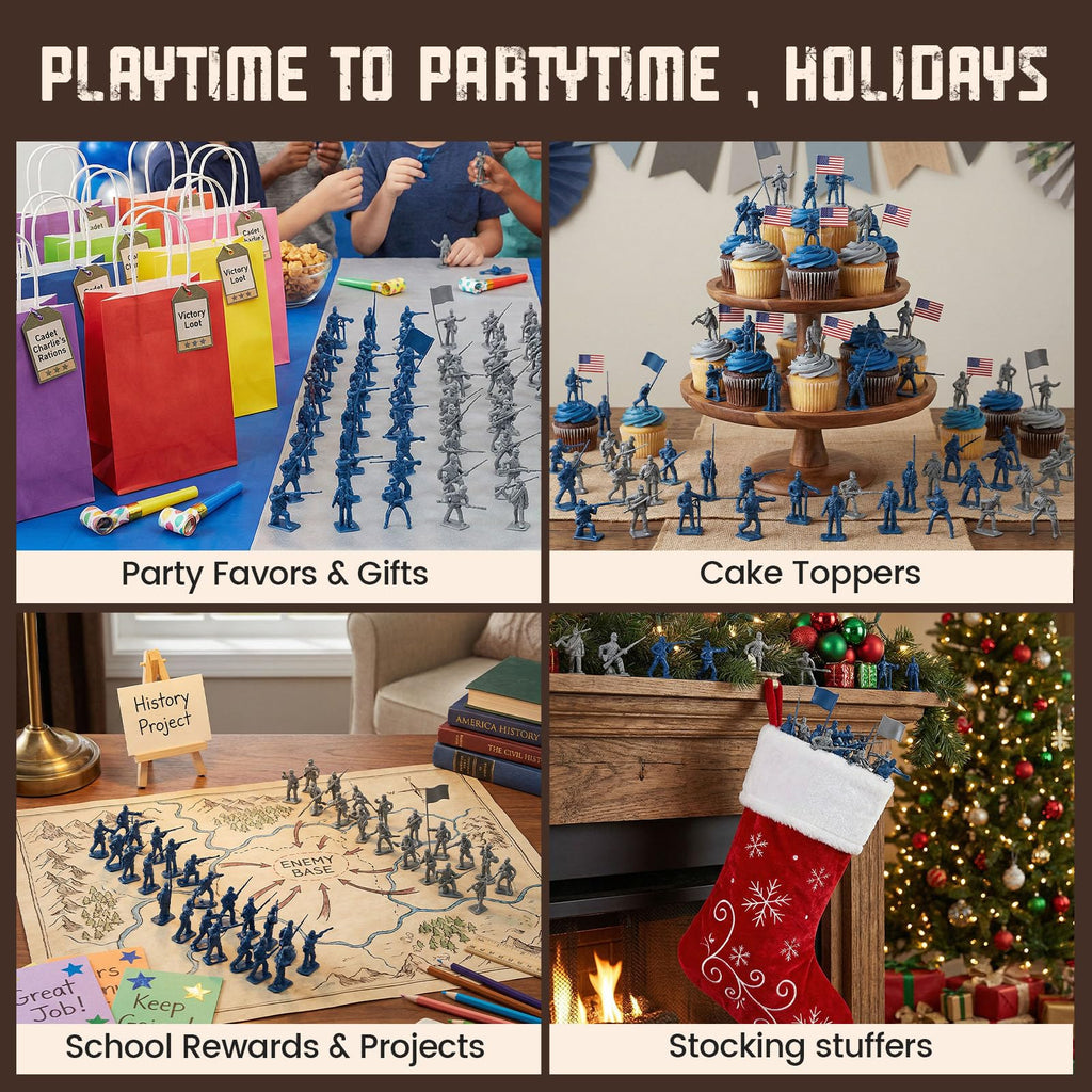LovesTown 80-Piece Blue and Gray Civil War Army Men Set - Plastic Toy Soldiers for Dioramas, School Projects, and Battles