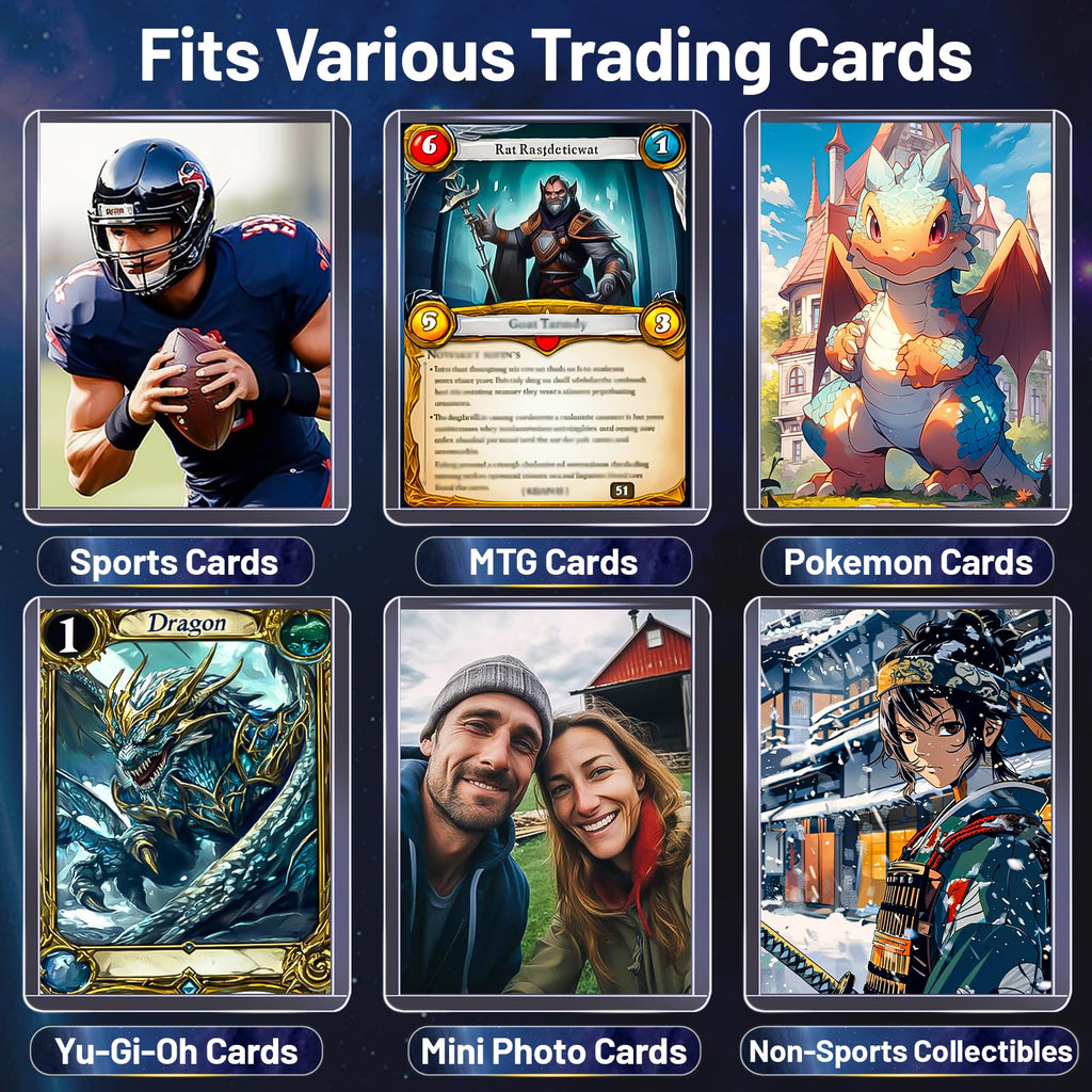 Lovfen 200 Pack Hard Plastic Card Sleeves – 100 Toploaders & 100 Penny Sleeves, 35PT Clear Protectors for Trading Cards, Sports, MTG, and More