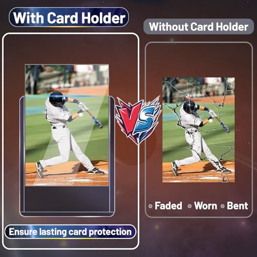 Lovfen 200 Pack Hard Plastic Card Sleeves – 100 Toploaders & 100 Penny Sleeves, 35PT Clear Protectors for Trading Cards, Sports, MTG, and More