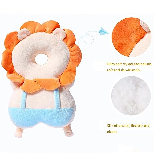 LOVOERNO Baby Walker Head Protector - Adjustable Toddler Head Backpack Cushion, White Lion