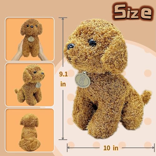 LoYuSenn 10-Inch Brown Teddy Dog Stuffed Animal - Soft Plush Puppy for Kids and Gifts