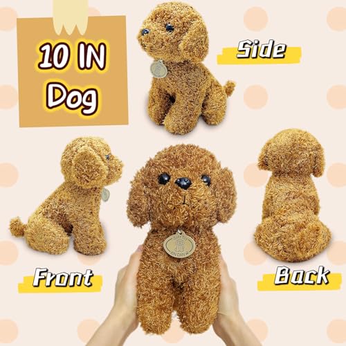 LoYuSenn 10-Inch Brown Teddy Dog Stuffed Animal - Soft Plush Puppy for Kids and Gifts