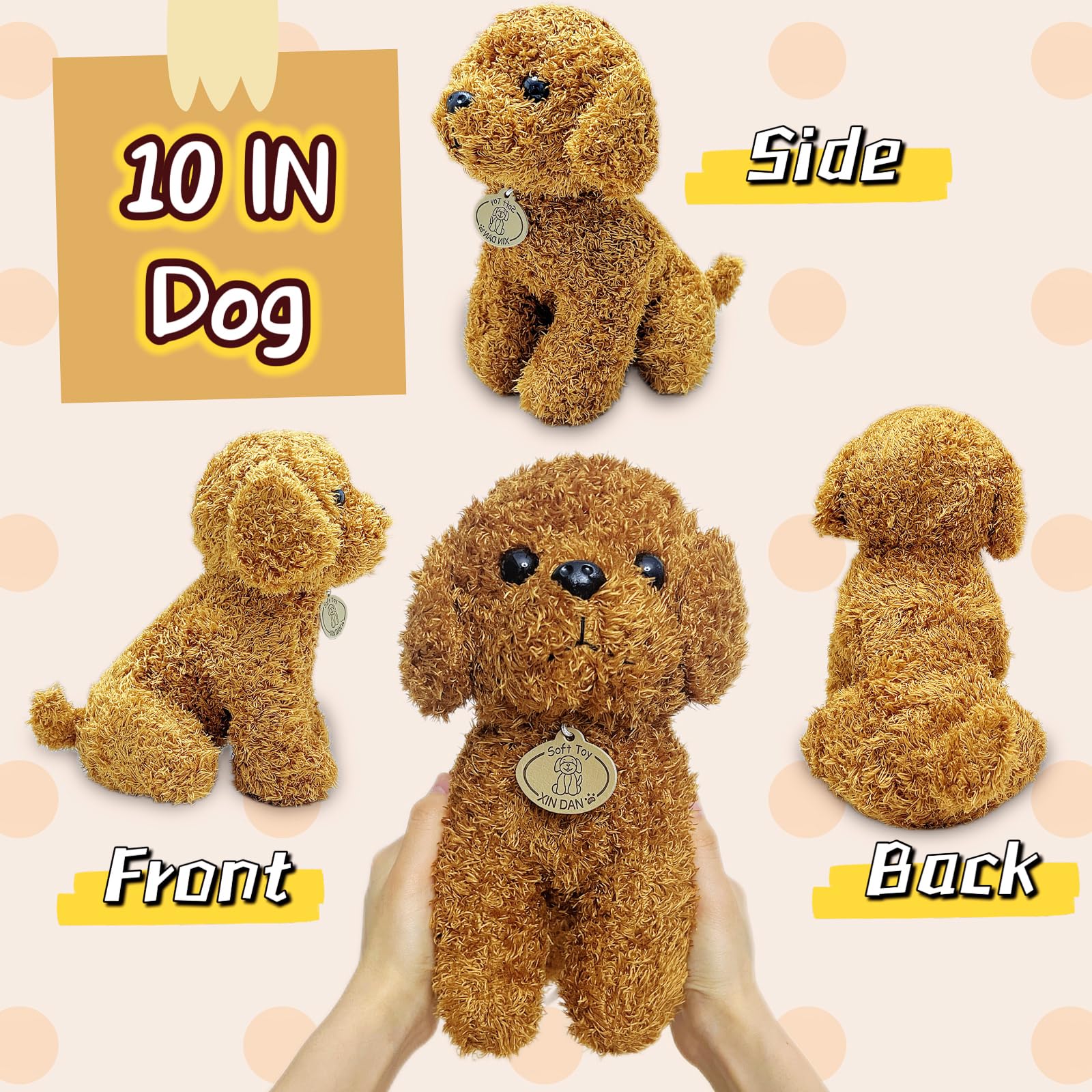 LoYuSenn 10-Inch Brown Teddy Dog Stuffed Animal - Soft Plush Puppy for Kids and Gifts