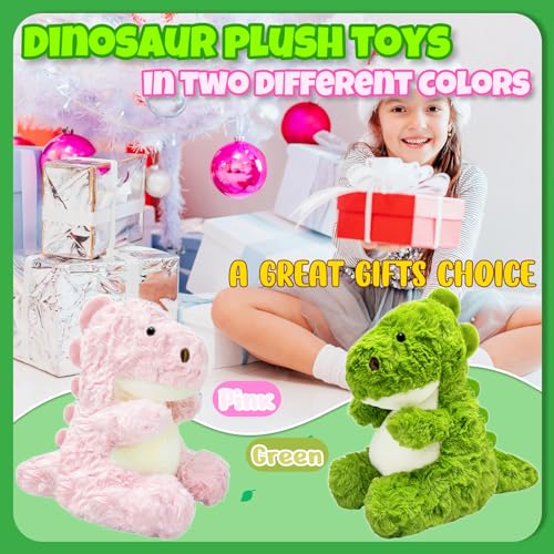 LoYuSenn Green Dinosaur Stuffed Animal – 12-Inch Soft Dino Plush Toy for Kids