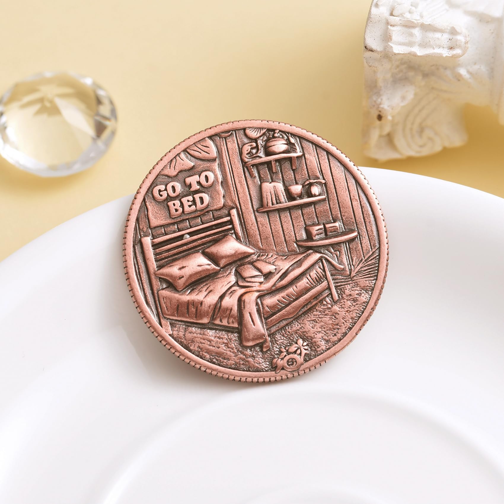 LParkin Just One More Chapter Cat Coin – Solid Copper Bookish Gift for Readers