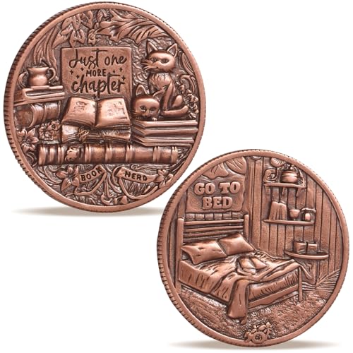 LParkin Just One More Chapter Cat Coin – Solid Copper Bookish Gift for Readers