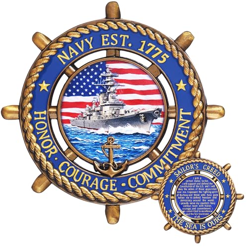 LParkin US Navy Challenge Coin 2.36" with Sailor's Creed – Double-Sided Collectible Military Gift