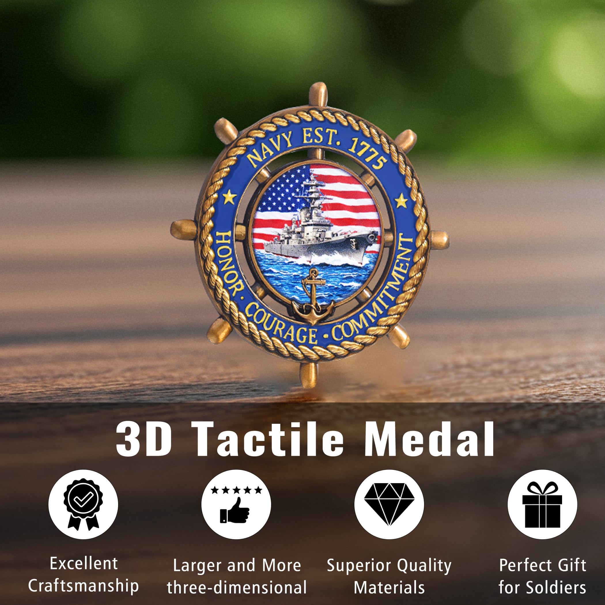 LParkin US Navy Challenge Coin 2.36" with Sailor's Creed – Double-Sided Collectible Military Gift