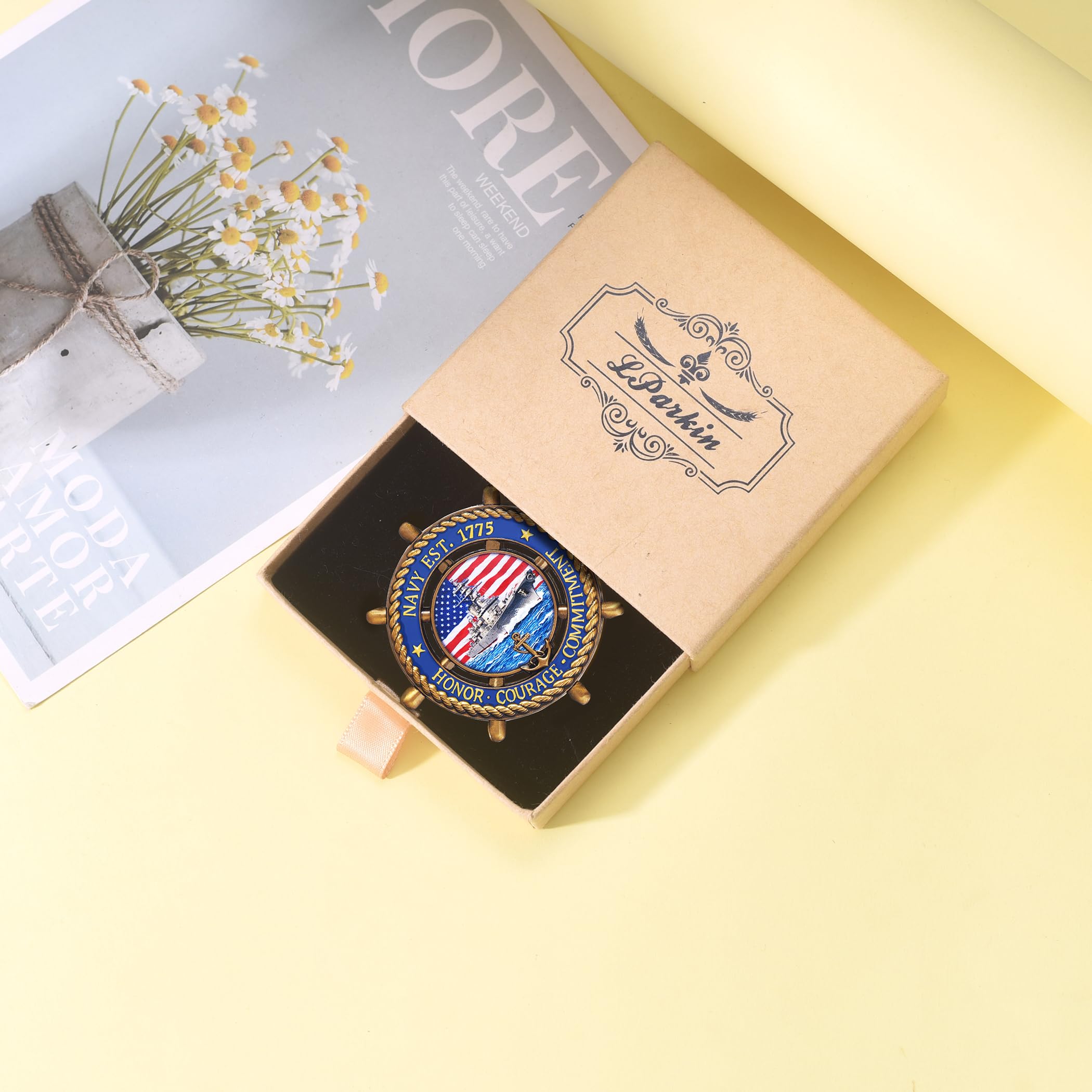 LParkin US Navy Challenge Coin 2.36" with Sailor's Creed – Double-Sided Collectible Military Gift