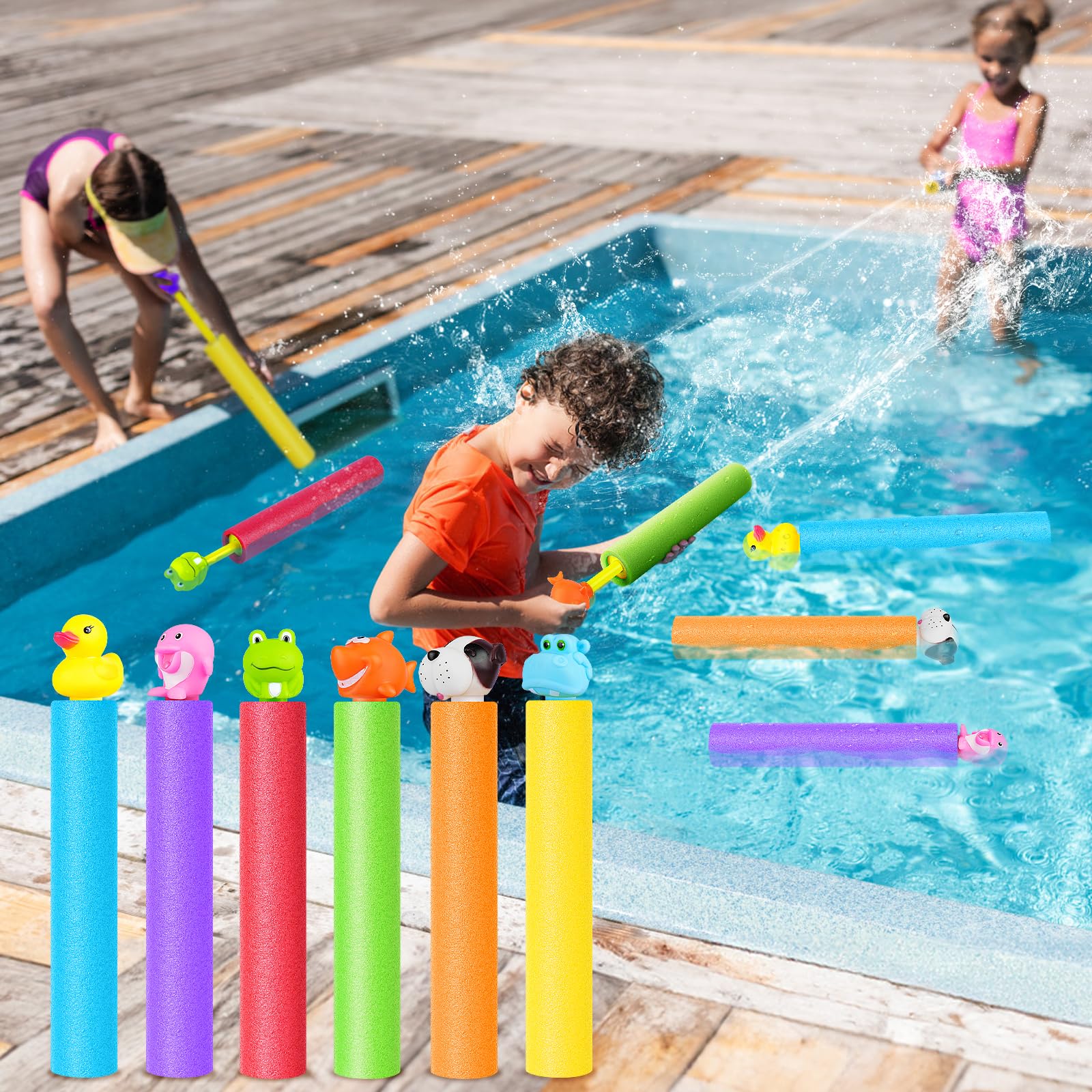 LQYoyz 6-Pack Water Guns - 40ft Range, Floating Blasters for Kids Ages 3-12, Summer Pool Beach Toy