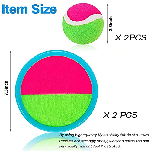 LRUUIDDE Ball Catch Set - 2 Sticky Paddles & 2 Balls Outdoor Toss Game for Kids and Adults