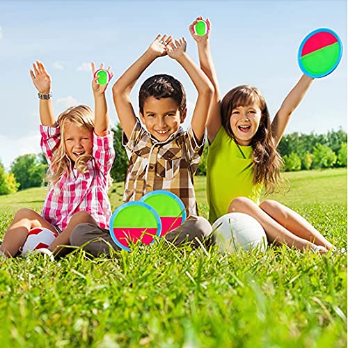 LRUUIDDE Ball Catch Set - 2 Sticky Paddles & 2 Balls Outdoor Toss Game for Kids and Adults