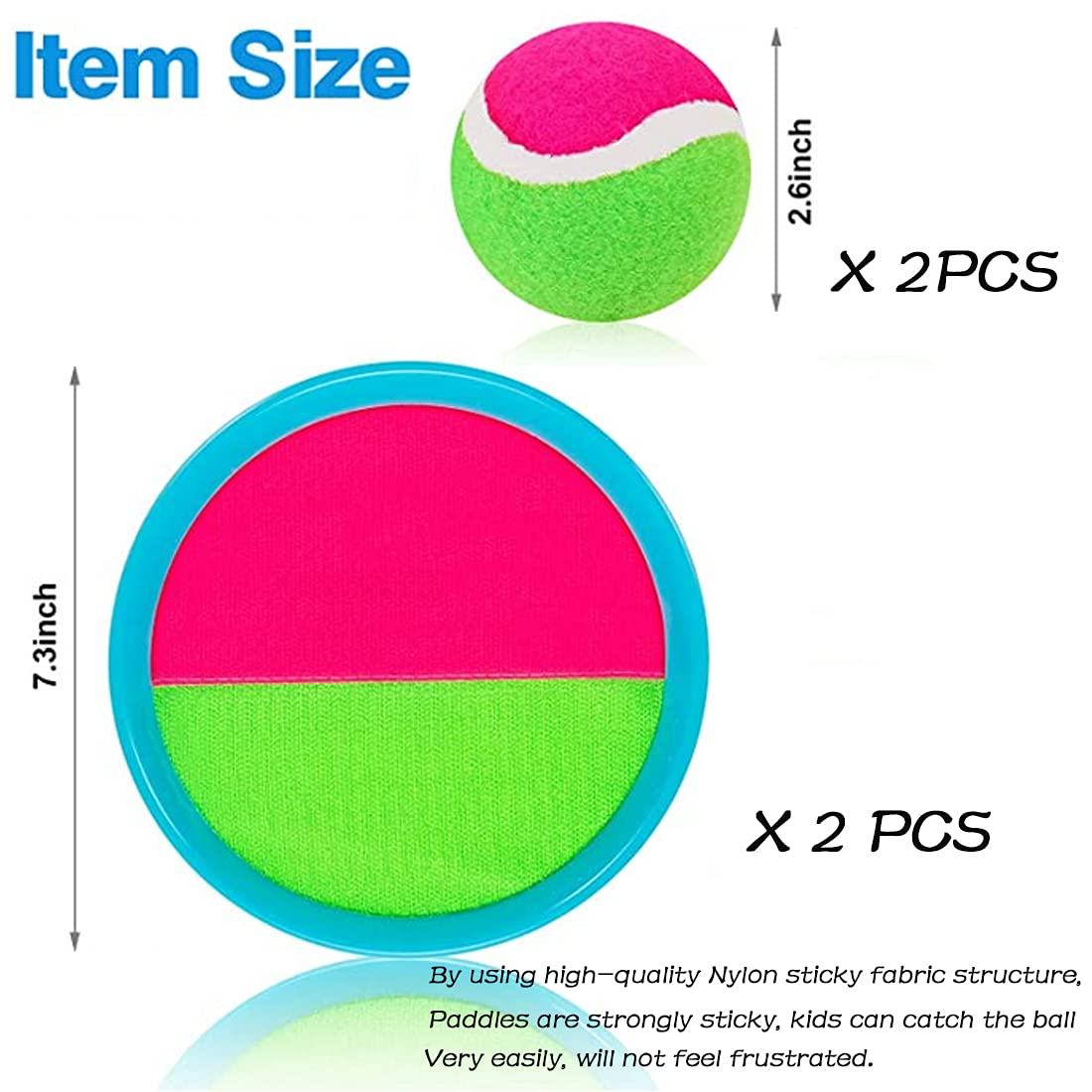 LRUUIDDE Ball Catch Set - 2 Sticky Paddles & 2 Balls Outdoor Toss Game for Kids and Adults