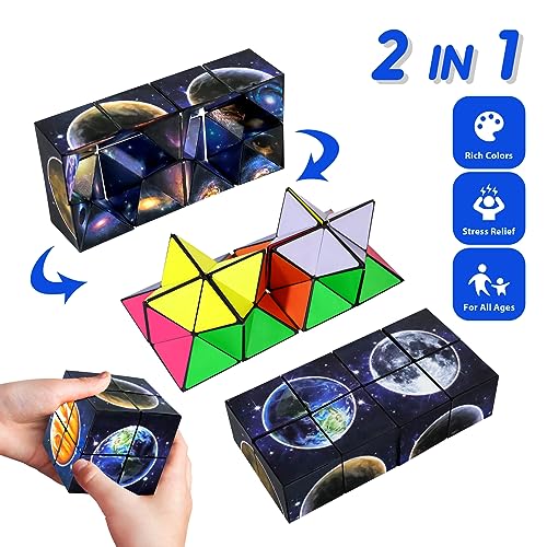 Luaxkpi 2-in-1 Infinity Cube Fidget Toy - Magic Cube for Kids Ages 6-12, Stress Relief Travel Toy