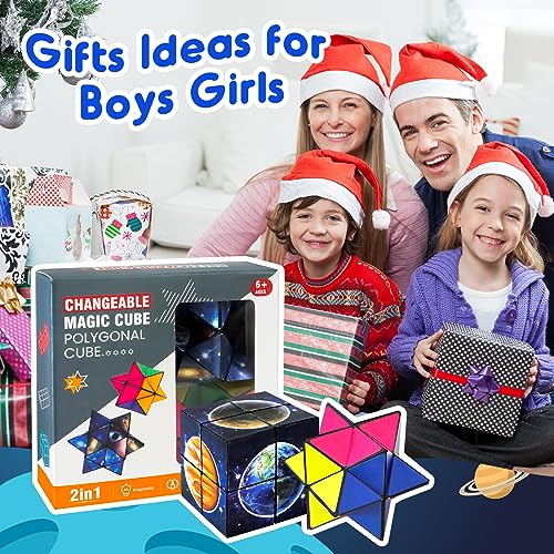 Luaxkpi 2-in-1 Infinity Cube Fidget Toy - Magic Cube for Kids Ages 6-12, Stress Relief Travel Toy