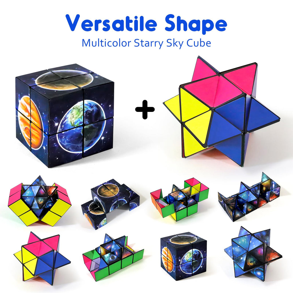 Luaxkpi 2-in-1 Infinity Cube Fidget Toy - Magic Cube for Kids Ages 6-12, Stress Relief Travel Toy