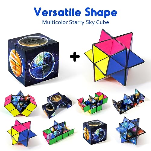 Luaxkpi 2-in-1 Infinity Cube Fidget Toy - Magic Cube for Kids Ages 6-12, Stress Relief Travel Toy