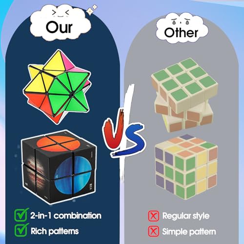 Luaxkpi 2-in-1 Magic Cube Fidget Toy – Educational Toy for Boys Girls Ages 7-12, Space Planet Design