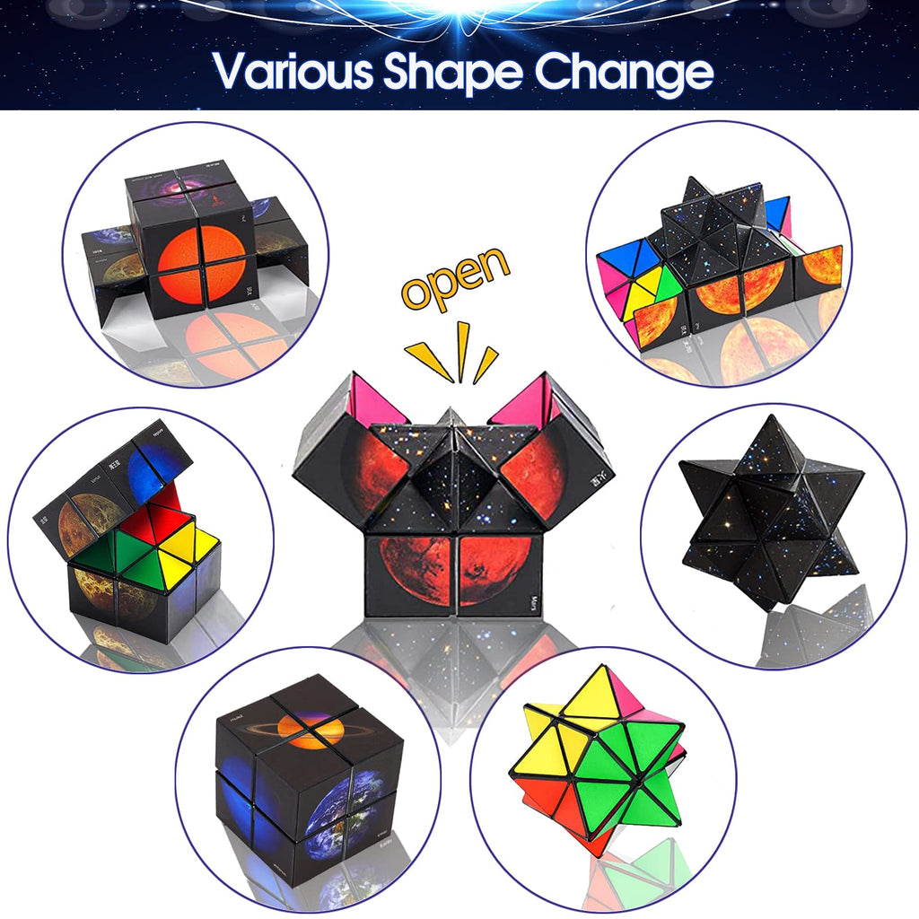 Luaxkpi 2-in-1 Magic Cube Fidget Toy – Educational Toy for Boys Girls Ages 7-12, Space Planet Design
