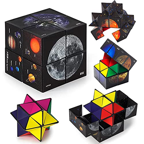 Luaxkpi 2-in-1 Magic Cube Fidget Toy – Educational Toy for Boys Girls Ages 7-12, Space Planet Design