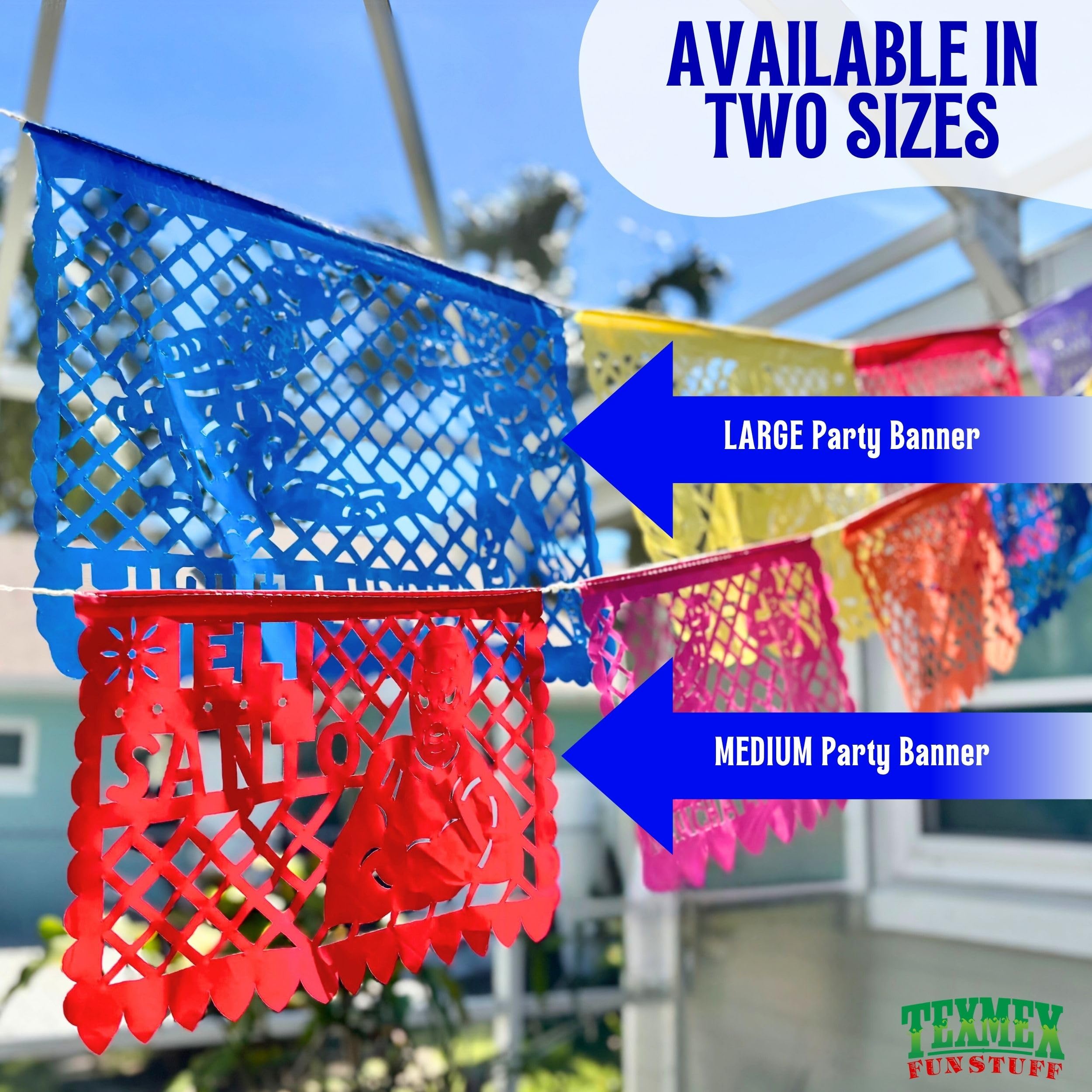 Lucha Libre Party Decorations – Plastic Papel Picado Banners (2 Pack, 10 Flags Each) by TexMex Fun Stuff