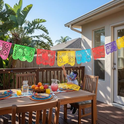 Lucha Libre Plastic Papel Picado Banner (16 ft) – 10 Oversized Flags for Mexican Wrestling Parties