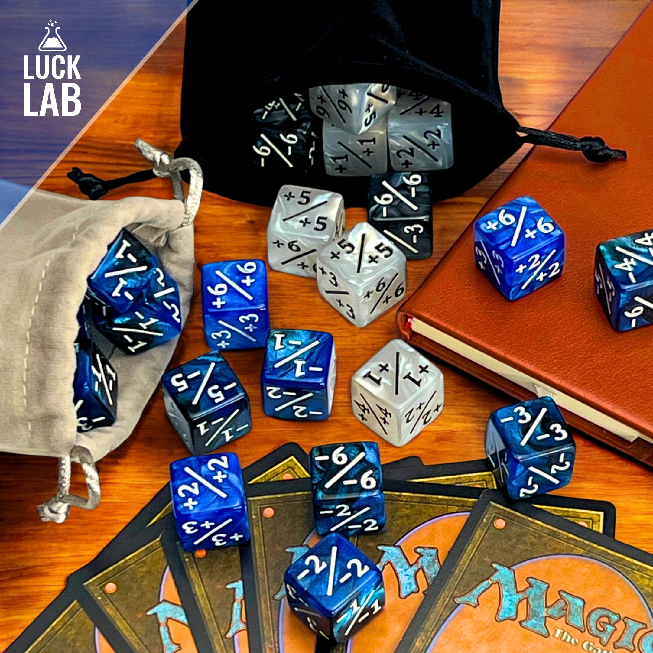 Luck Lab 48-Piece MTG Life Counter Dice Set - Pearl Spindown Counters for Magic: The Gathering with Two Bags