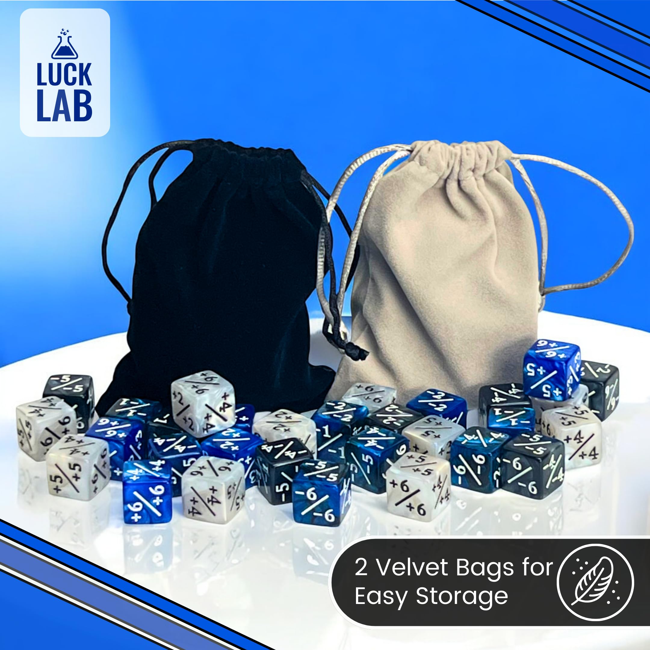 Luck Lab 48-Piece MTG Life Counter Dice Set - Pearl Spindown Counters for Magic: The Gathering with Two Bags