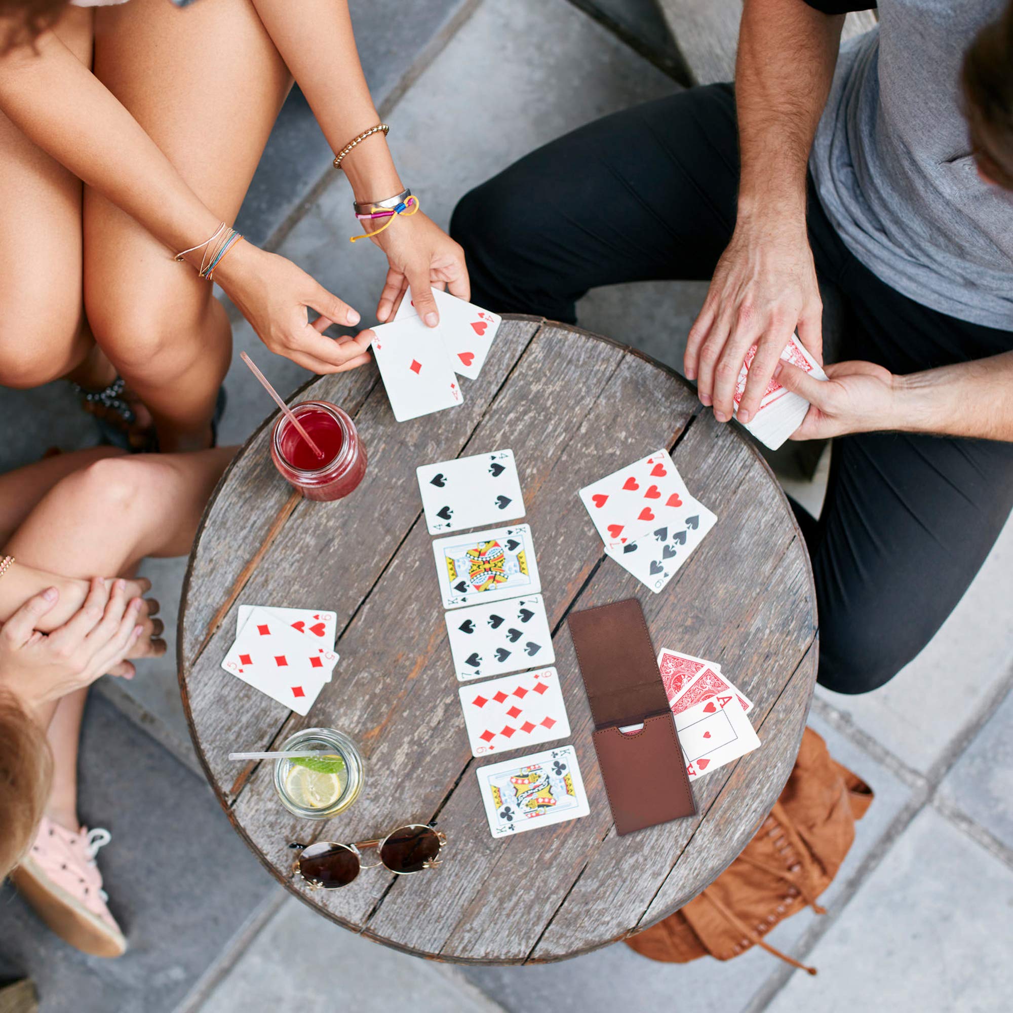 Luck Lab Single Deck Leather Playing Card Case - Brown Faux Leather with Magnetic Closure